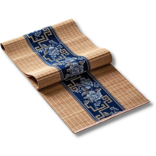 Set de table Bambou naturel motif bleu foncé - Bambou Planète